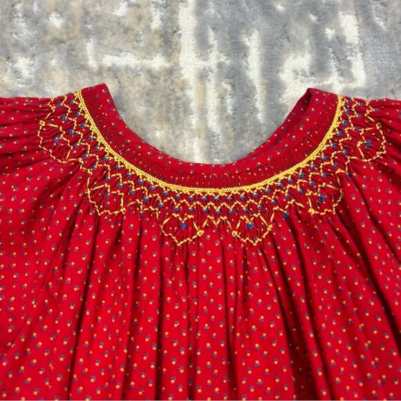 Vintage Handmade Christmas Smocked Long Dress size 5 - Picture 9 of 9
